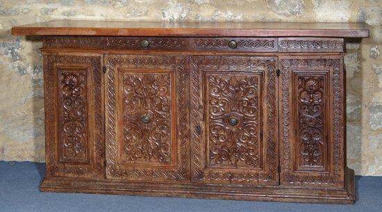 Appraisal: A TH CENTURY ITALIAN WALNUT CREDENZA the interior fitted a