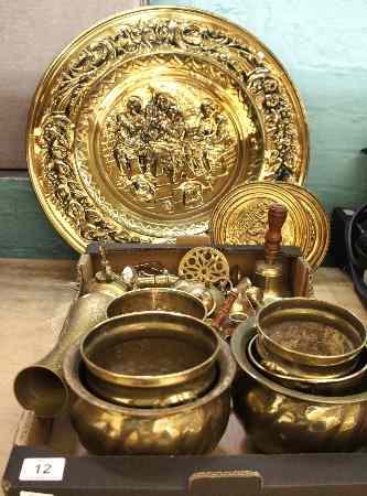 Appraisal: A Collection of Brassware to include Planters Vases Bell Large