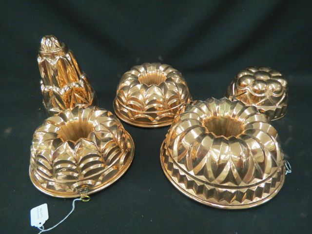 Appraisal: Antique Copper Food Molds to diameters all polished