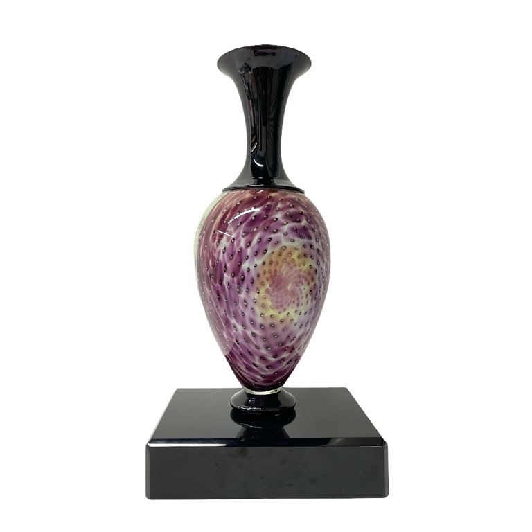 Appraisal: Signed Italian Murano Glass Vase Strawberry shaped Murano Italian art