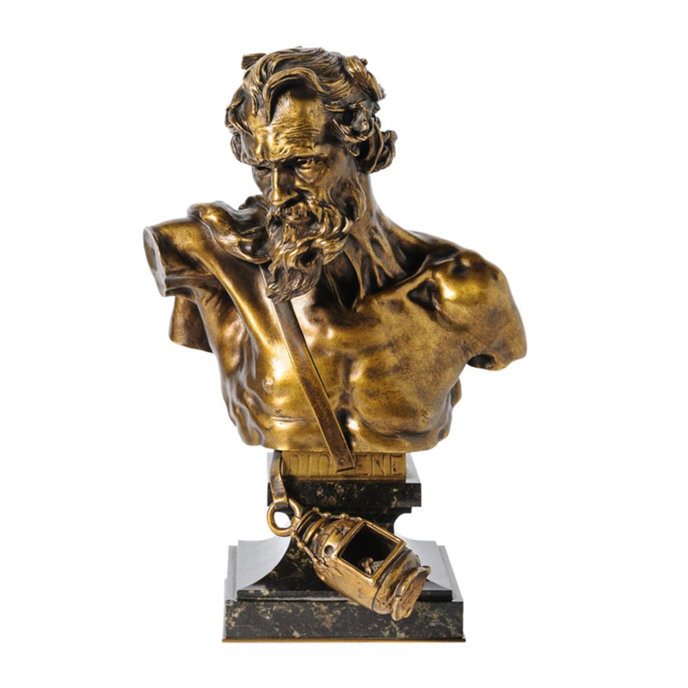 Appraisal: FRENCH GILT BRONZE BUST OF DIOGENES SEARCHING FOR AN HONEST