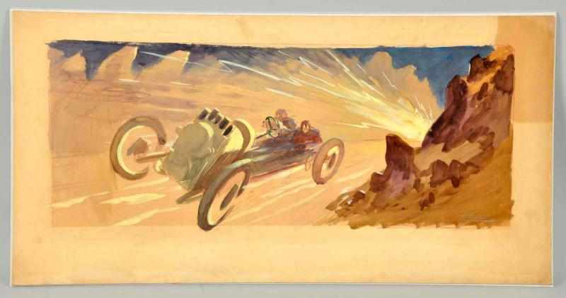 Appraisal: French Race Car in Mountains Poster Stain in upper right