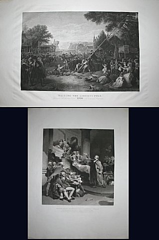 Appraisal: PIECE AMERICAN PATRIOTISM TH C ENGRAVING LOT ''Raising the Liberty