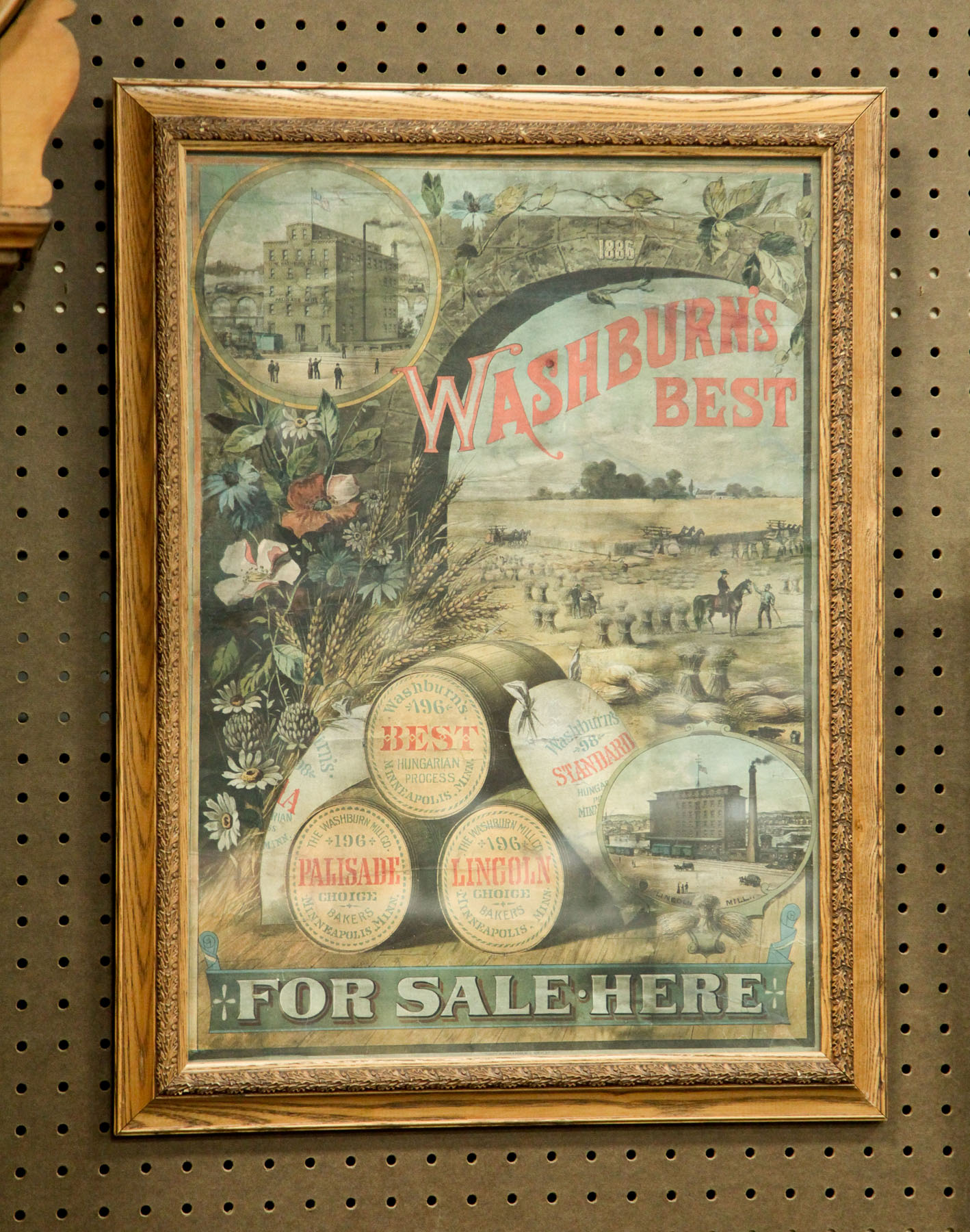 Appraisal: FRAMED ADVERTISING SIGN American late th century Lithograph depicting barrels