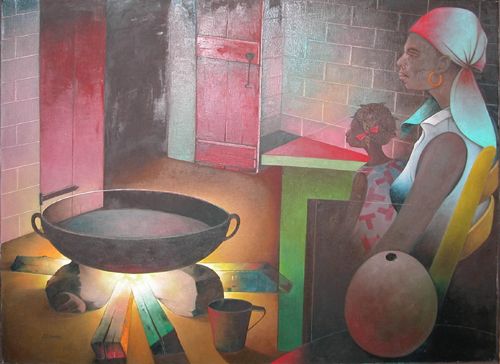 Appraisal: The Mystical Meal Gourgue Jacques-Enguerrand Haitian - oil on canvas