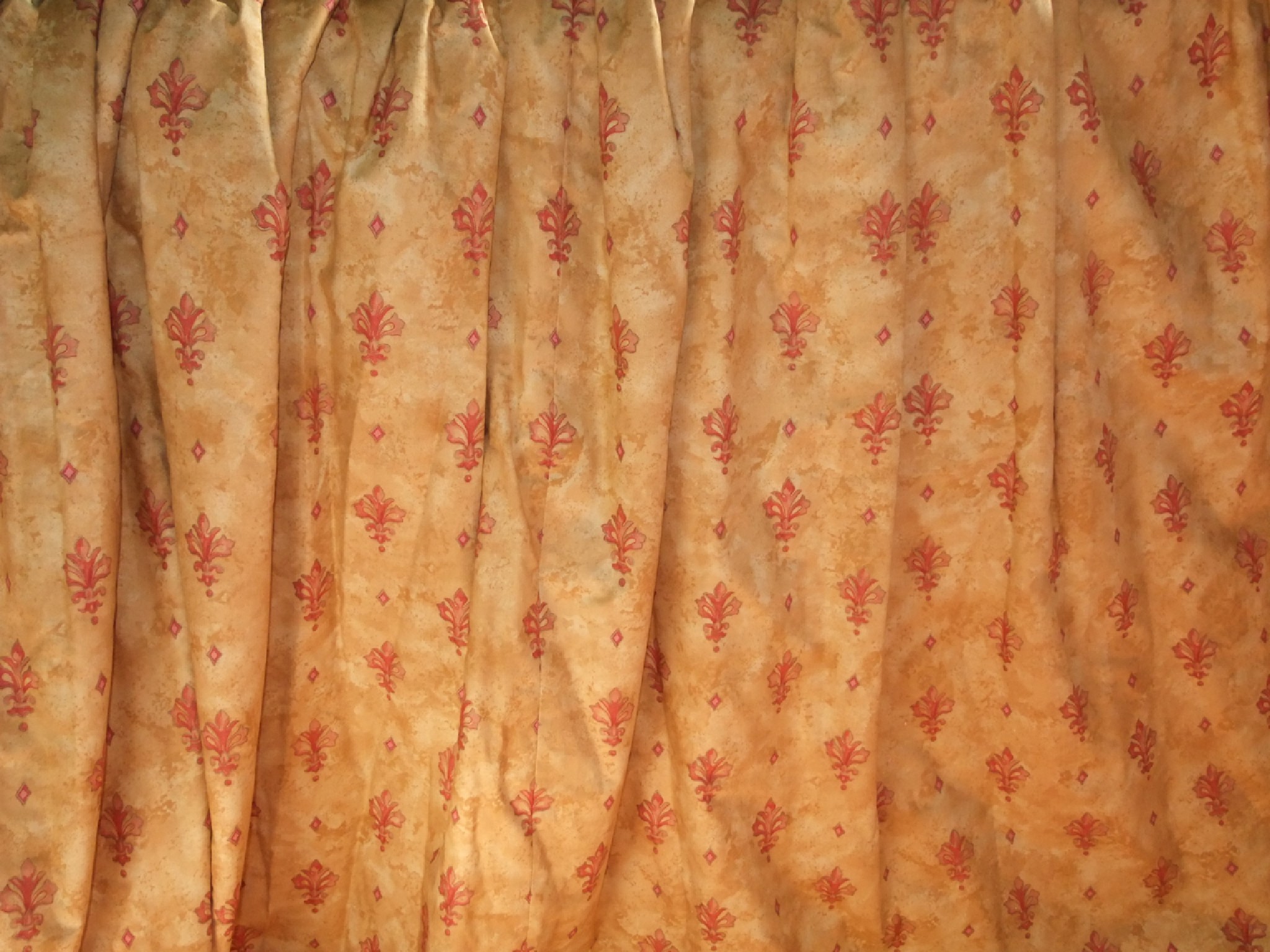 Appraisal: Three good quality curtains the honey coloured ground interspersed with