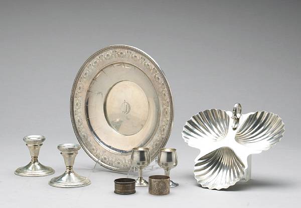 Appraisal: A group of sterling table articles Comprising plate A monogrammed