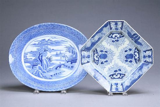 Appraisal: TWO BLUE AND WHITE SERVING DISHES Asian th century porcelain