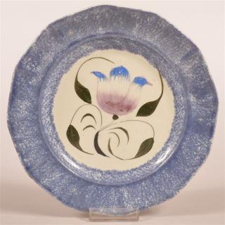 Appraisal: Mulberry Spatter Tulip Pattern Paneled Plate Mulberry Spatter Tulip Pattern