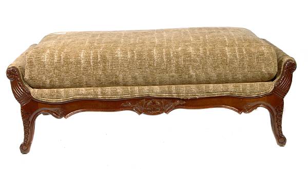 Appraisal: A Chippendale style upholstered bench height in width in depth