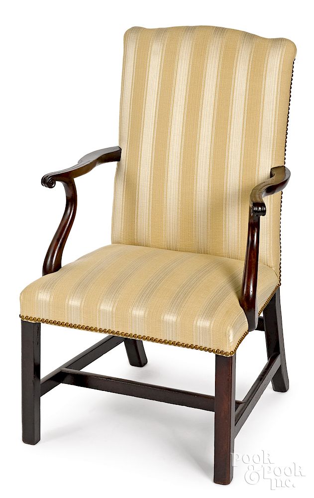 Appraisal: George III Chippendale mahogany open armchair Exclusive on Bidsquare George