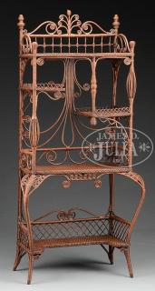 Appraisal: FANCY VICTORIAN WICKER ETAGERE The -tier shelf having an open