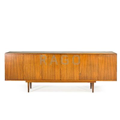 Appraisal: DANISH MODERN Walnut six drawer credenza back is finished s