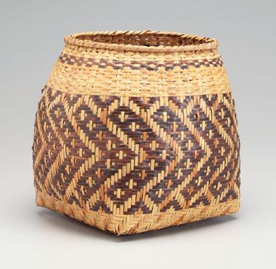 Appraisal: Cherokee river cane basket square to round with broad band