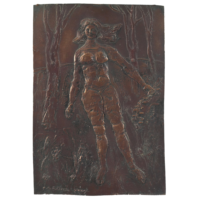 Appraisal: Abbott Pattison American - ''Untitled '' c bronze plaque ''