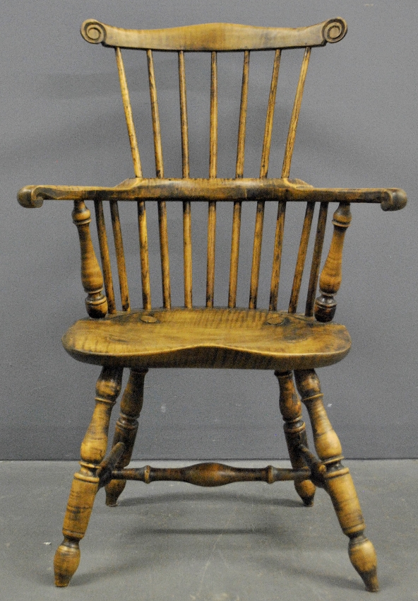 Appraisal: - Child s maple Windsor armchair stamped W Wallick h