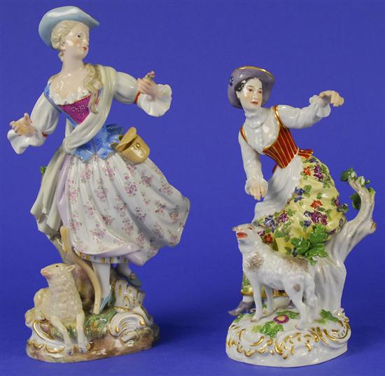 Appraisal: TWO MEISSEN PORCELAIN FIGURES OF SHEPHERDESSES late th century both