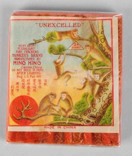 Appraisal: Unexcelled Monkeys Brand -Pack Firecrackers Class Manufactured by Ming Hing