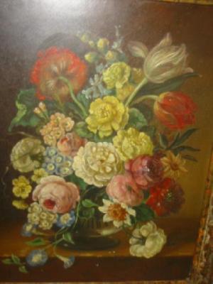 Appraisal: DOGARTH Still Life with Flowers signed pair on board x