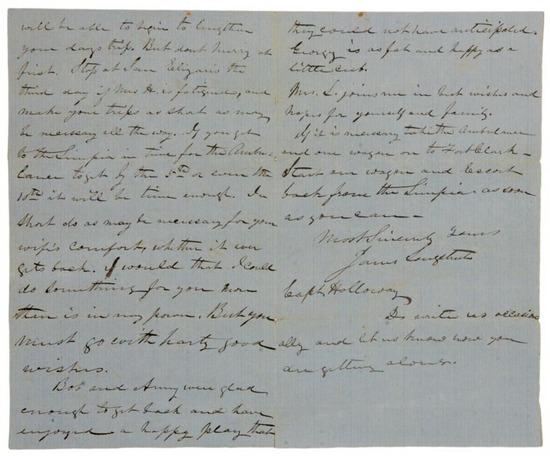 Appraisal: James LONGSTREET Autograph letter signed to Captain Edmund B Holloway