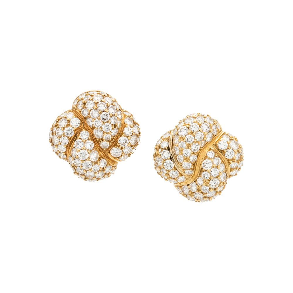 Appraisal: VAN CLEEF ARPELS DIAMOND EARCLIPS VAN CLEEF ARPELS DIAMOND EARCLIPS