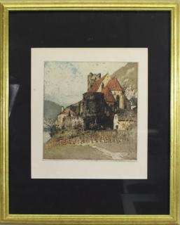 Appraisal: Luigi Kasimir - colored etching Image Size x in This