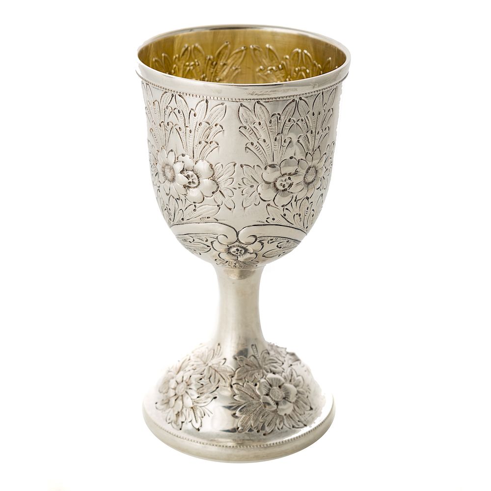 Appraisal: Baltimore repousse sterling silver goblet A Schultz early th century