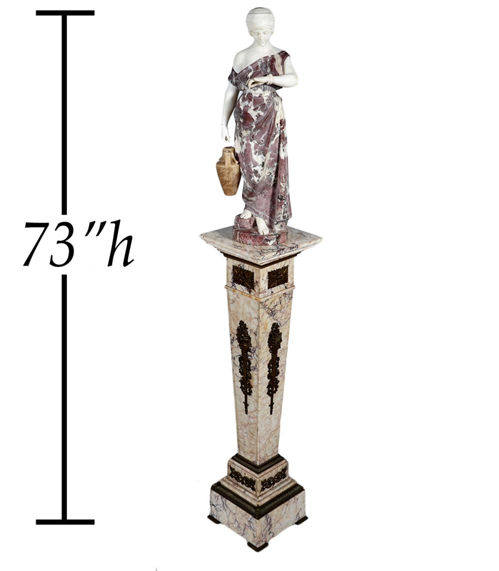 Appraisal: REBECCA AT THE WELL' MARBLE ALABASTER STATUEBrushed violet marble and