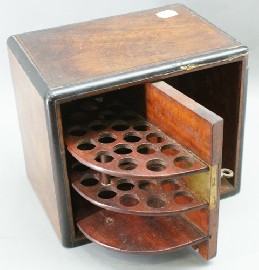 Appraisal: A th century ebony strung cigar box with fitted rotated