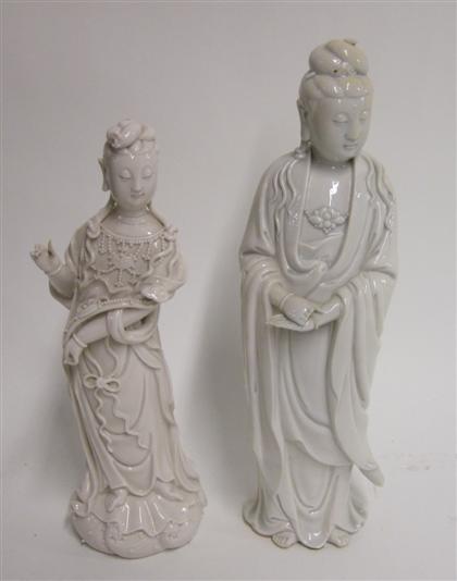 Appraisal: Two Chinese blanc-de-chine figures of Quanyinlate qing dynasty