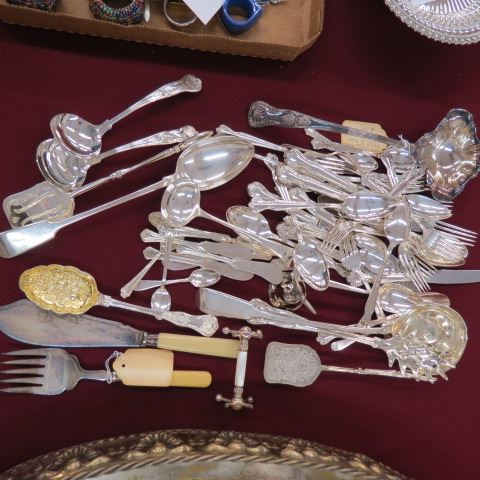 Appraisal: Estate Lot of Silverplate Flatware includes fish set punch ladle