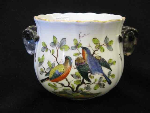 Appraisal: Augustus Rex Meissen Porcelain Cache Pot handpainted bird butterfly insect