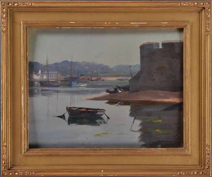 Appraisal: JOSEPH NEWMAN - FRENCH FISHING TOWN Oil on panel x