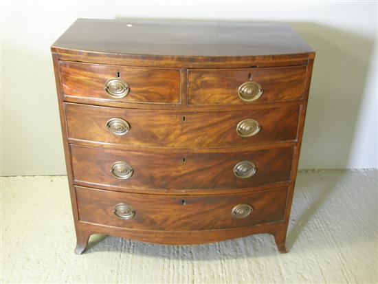 Appraisal: George III mahogany bow fronted chest two short and three