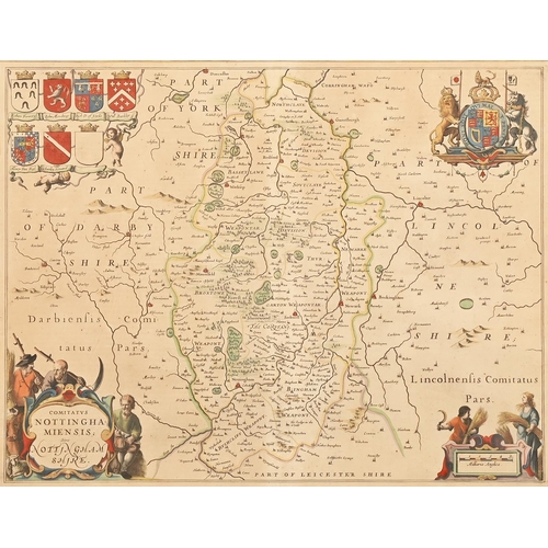 Appraisal: Joan Blaeu - Nottinghamshire double page engraved map hand coloured