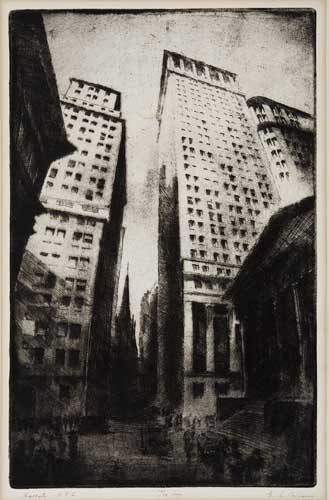 Appraisal: GOTTLOB BRIEM Wall Street N Y C Etching and aquatint