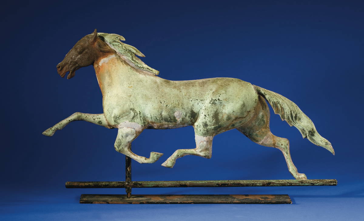 Appraisal: FULL BODIED MOLDED COPPER AND CAST IRON RUNNING HORSE WEATHERVANE