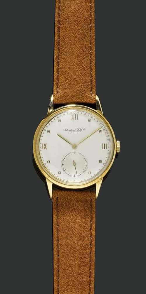 Appraisal: GENTLEMAN'S WRISTWATCH IWC s Yellow gold Polished case No with