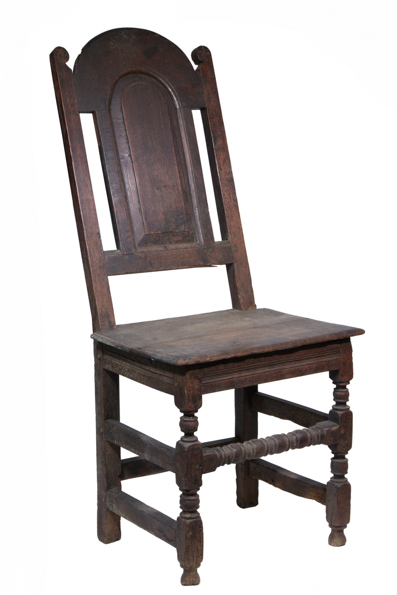 Appraisal: TH C ENGLISH OAK WAINSCOT CHAIR Frame Armchair with mitered