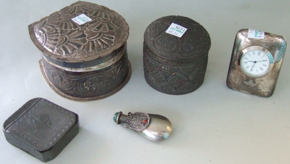 Appraisal: A quantity of metalware collectables including a continental white metal