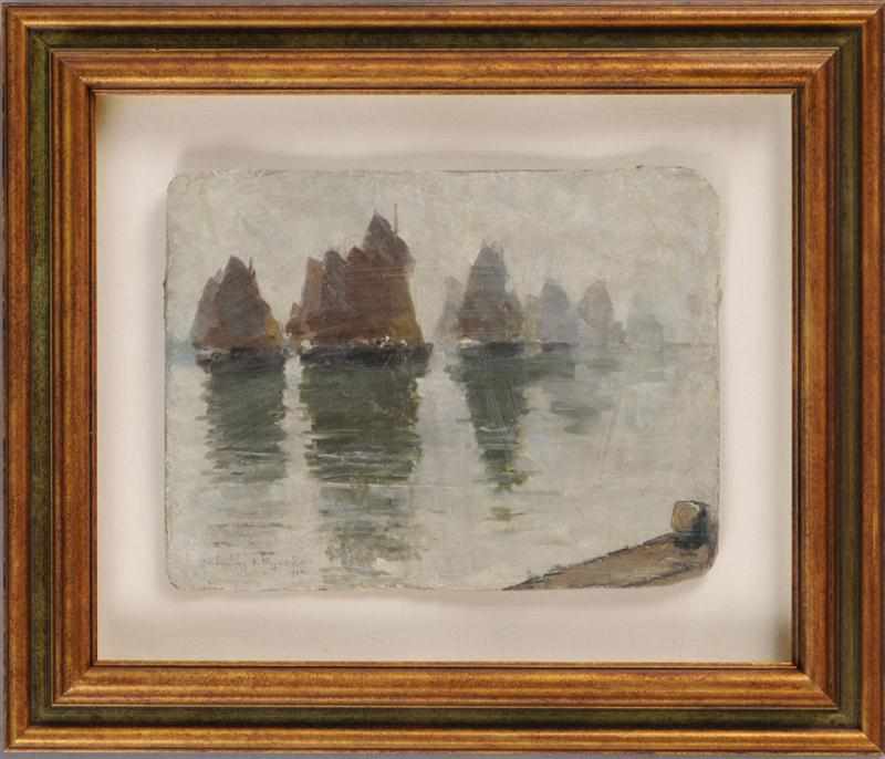 Appraisal: CHAUNCEY RYDER - SAIL BOATS Oil on board signed and