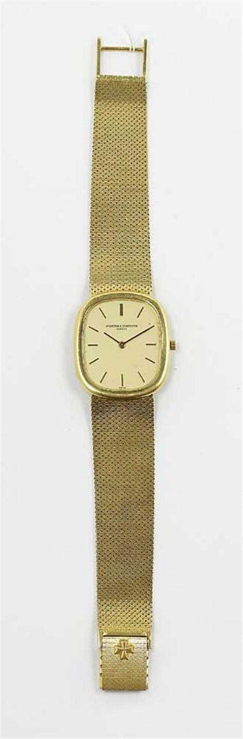 Appraisal: GENTLEMAN'S WRISTWATCH VACHERON CONSTANTIN s Yellow gold g Oval flat