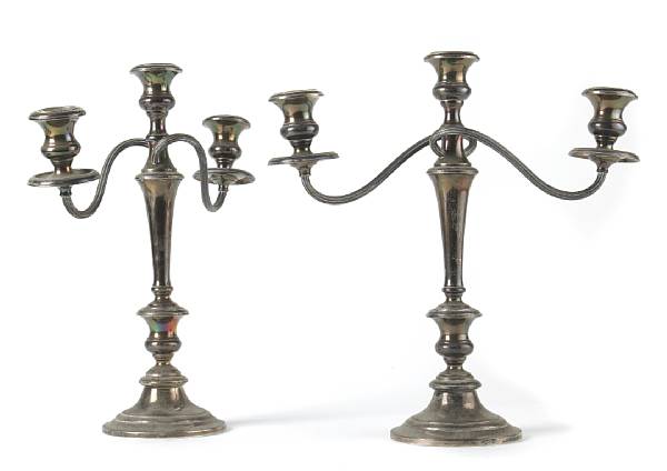 Appraisal: A pair of sterling three light candelabra Gorham Mfg Co