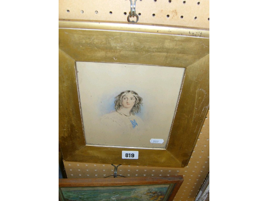 Appraisal: A th century watercolour portrait head and shoulders of a