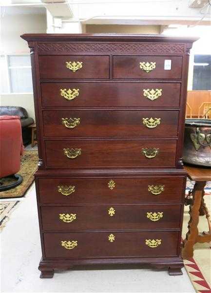 Appraisal: FEDERAL STYLE MAHOGANY CHEST ON CHEST Knob Creek Furniture Co