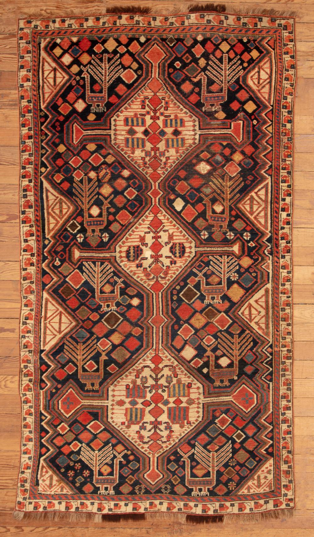 Appraisal: Shiraz Rug South Persia c ft x ft in missing