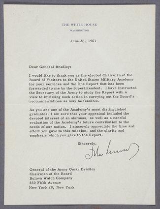 Appraisal: KENNEDY JOHN FITZGERALD TYPED LETTER SIGNED JUNE ON WHITE HOUSE