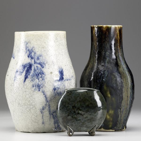 Appraisal: HUGH ROBERTSONDEDHAMTwo experimental vases together with a C K A