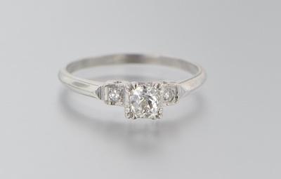 Appraisal: A Platinum and Diamond Engagement Ring Platinum ring mounted in