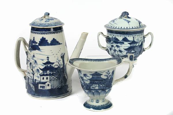 Appraisal: A Chinese blue and white porcelain chocolate pot toether with